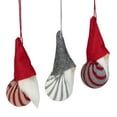 thumbnail image 2 of Santa Gnome Christmas Ornaments - 4.75" - Red and Gray - Set of 3, 2 of 4