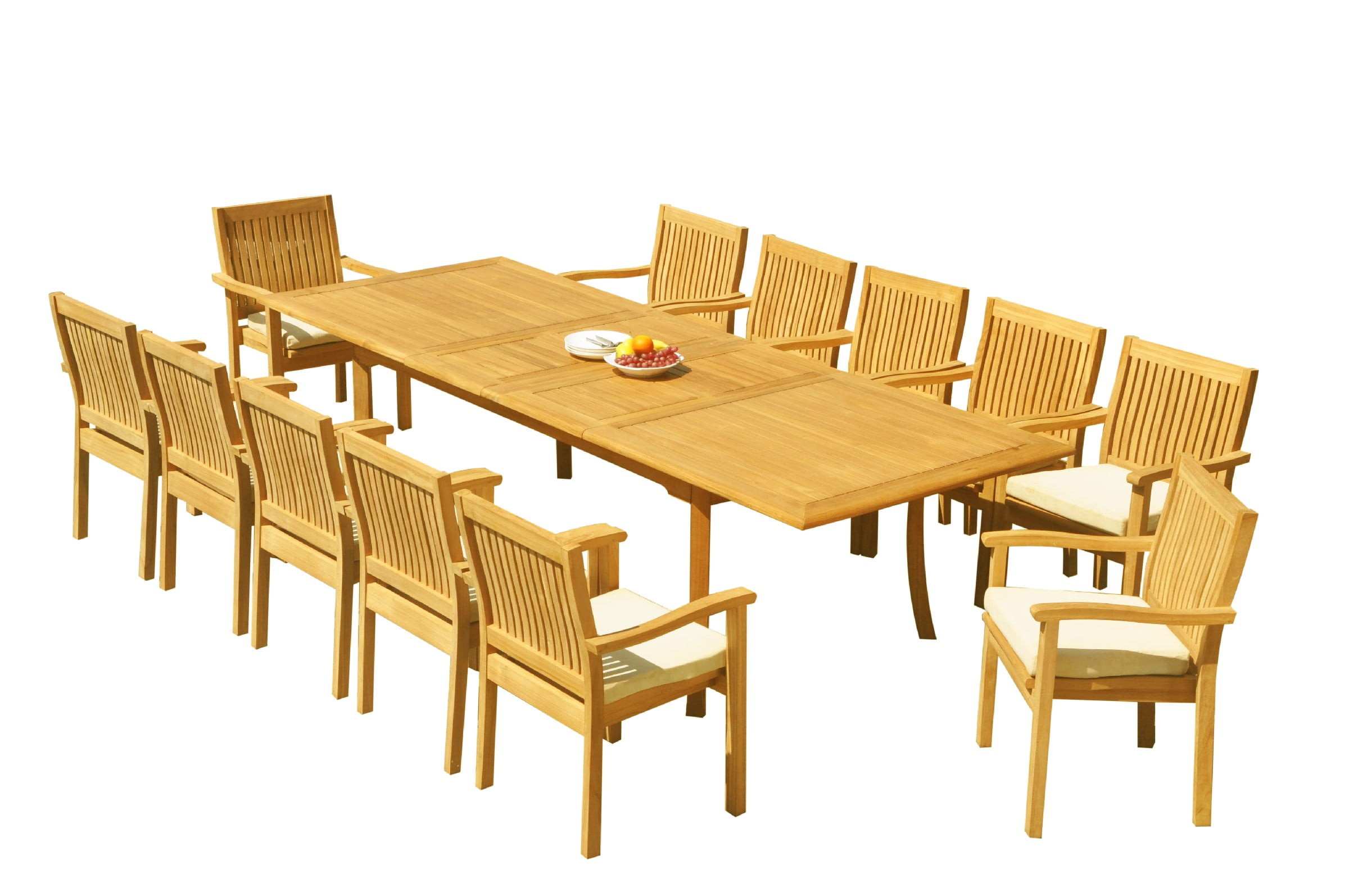 GradeA Teak Dining Set 12 Seater 13 Pc 118" Rectangle Table And 12