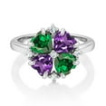 thumbnail image 2 of Gem Stone King 925 Sterling Silver Green Zirconia and Purple Amethyst Ring for Women (2.92 Cttw, Heart Shape 5MM, Gemstone Birthstone, Size 5), 2 of 3