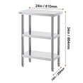 thumbnail image 4 of VEVOR Stainless Steel Food Prep Table, 14 x 24 x 34 Inch Commercial Kitchen Worktable, with 2 Adjustable Undershelf, Heavy Duty Prep Table Metal Work Table for BBQ, Kitchen, Home, and Garage, 4 of 9