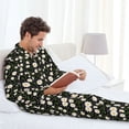 thumbnail image 6 of Logiee Daisy Print Mens Long Sleeve Pajama Set,Notched Collar Pajamas for Men, Men's Sleepwear,Mens Sleepwear with Pockets & Button Down-X-Large, 6 of 7