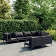 thumbnail image 1 of vidaXL 7 Piece Patio Lounge Set with Cushions Poly Rattan Dark Gray, 1 of 6