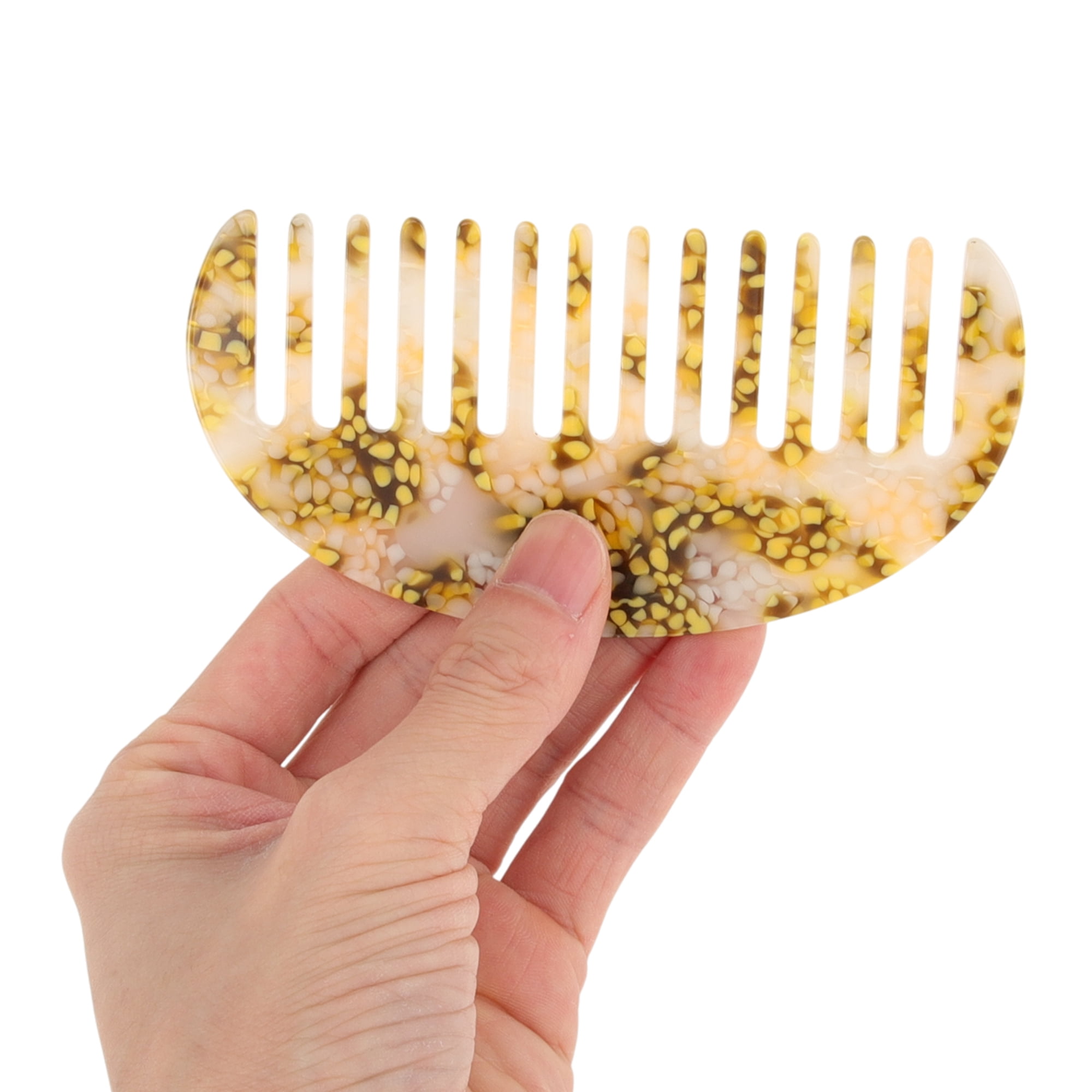 Unique Bargains 1 Pc Portable Spotted Pattern Hair Comb for All Hair Types Styles Yellow