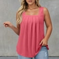 thumbnail image 2 of Gpoecd Plus Size Tank Tops for Women Women's Casual Square Neck Pure Color Ruffle Detail Blouse for Spring Summer Camisole Tops for Women Watermelon Red,XXXXL, 2 of 6