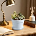 thumbnail image 5 of Imitation Ceramic Plastic Plant Pot with Matching Saucer, Thickened Conical Flower Planter with Drainage Hole for Indoor Outdoor Garden Decor White, 5 of 6