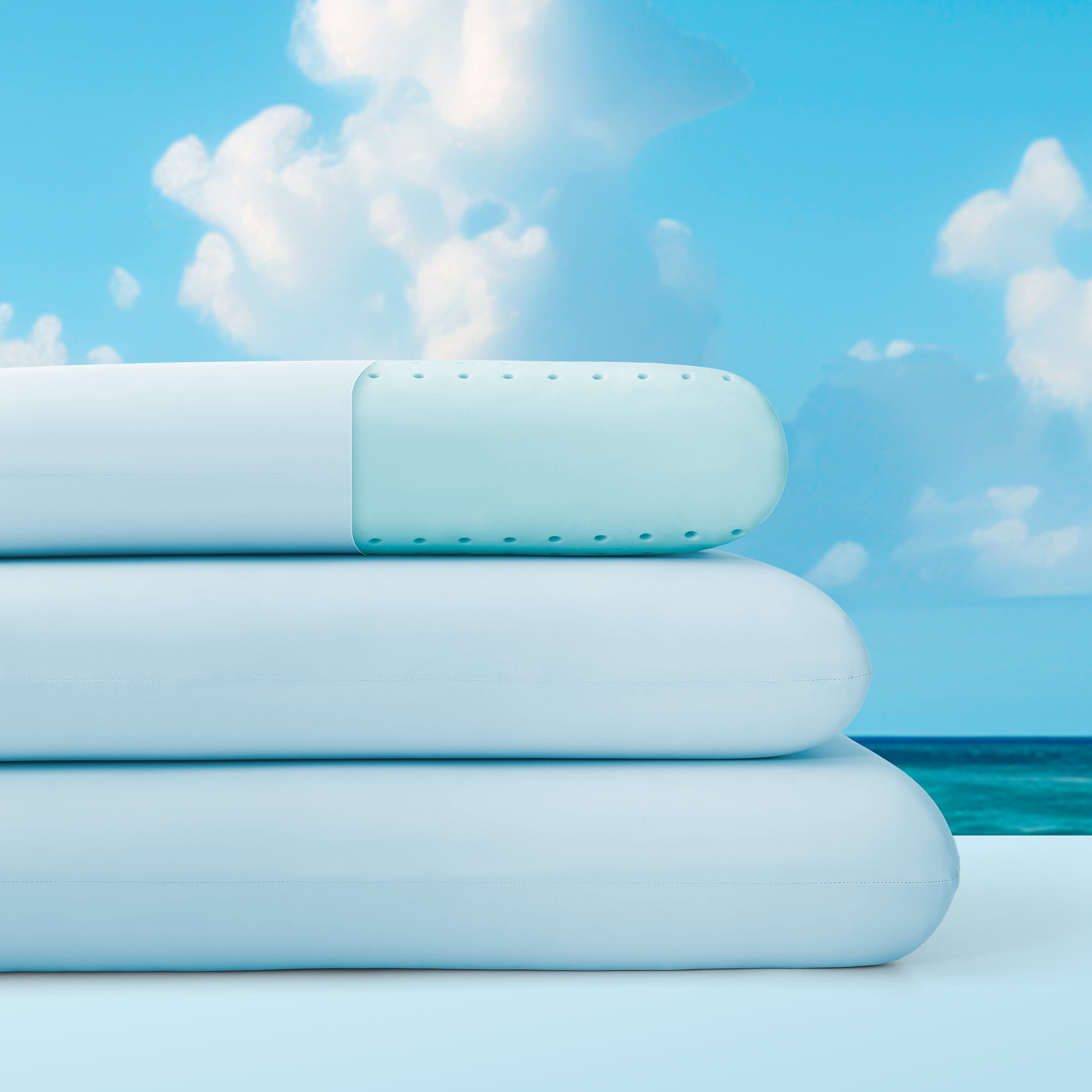 SLEEP ZONE Cooling Memory Foam Pillow Medium Firm Support for Back, Stomach and Side Sleepers (Blue, King, 2 Pack)