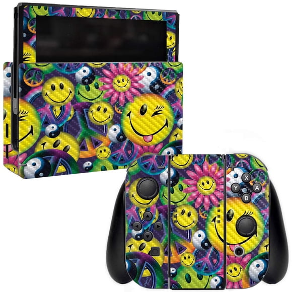 MightySkins Peau en Fibre de Carbone pour Nintendo Switch - Sourire de Paix / Protectrice, Finition en Fibre de Carbone Texturée Durable / Facile à Appliquer, Enlever et Changer de Styles / Fabriqué aux États-Unis