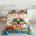 thumbnail image 2 of jejeloiu Cute Golden Retriever Full Size Comforter Sets,Kawaii Cartoon Unicorn Bedding Comforter Set,Sumeer Ocean Theme Bedding Sets For Girls Boys,Breathable Home Decor Reversible,3pcs, 2 of 8