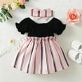 thumbnail image 6 of WIBACKER 3M-24M Toddler Infant Baby Girl Summer Dress Striped Below The Knee Dresses with Headband for Girls, 6 of 9