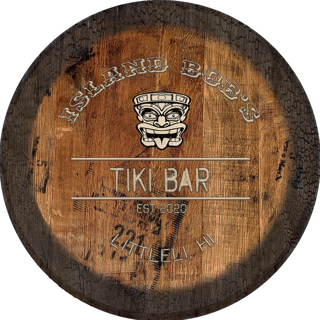 Island Tiki Bar Tiki Bar Sign Large Oak Whiskey Barrel Wood Wall Decor