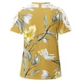 thumbnail image 5 of ICHUANYI Clearance Women Ladies Printing Short Sleeve Round Neck Pullover Lace Tops Blouse(Yellow, XXL) ICHUANYI WER2023081001030, 5 of 5