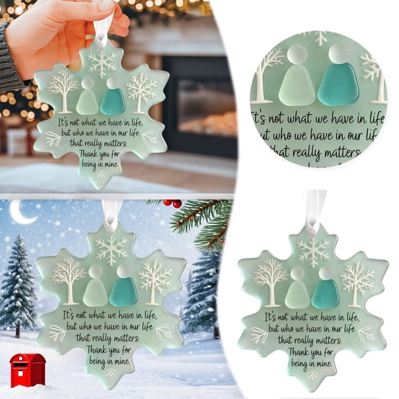 Snowflake-Shaped Sea Glass Friendship Decor, Handcrafted Sea Glass Ornament, Friendship Keepsake Christmas Decoration for Friends,1pc