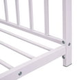 thumbnail image 6 of Kumix Twin Size House Floor Bed, Metal Floor Bed with Fence and Roof, House Bed for Teens, Playhouse Twin Bed Frame for Girls, Boys, Pink(Without Slats), 6 of 8