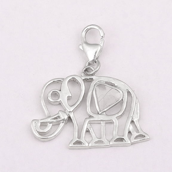 Mooneye 0.15 CTW Natural Diamond Polki Elephant Charm Pendant 925 Sterling Silver Women Animal Jewelry