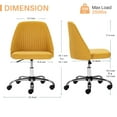 thumbnail image 3 of Armless Home Office Desk Chair, Adjustable Swivel Fabric Task Chair with Wheels, Modern Computer Vanity Chair for Small Spaces, Yellow, 3 of 8