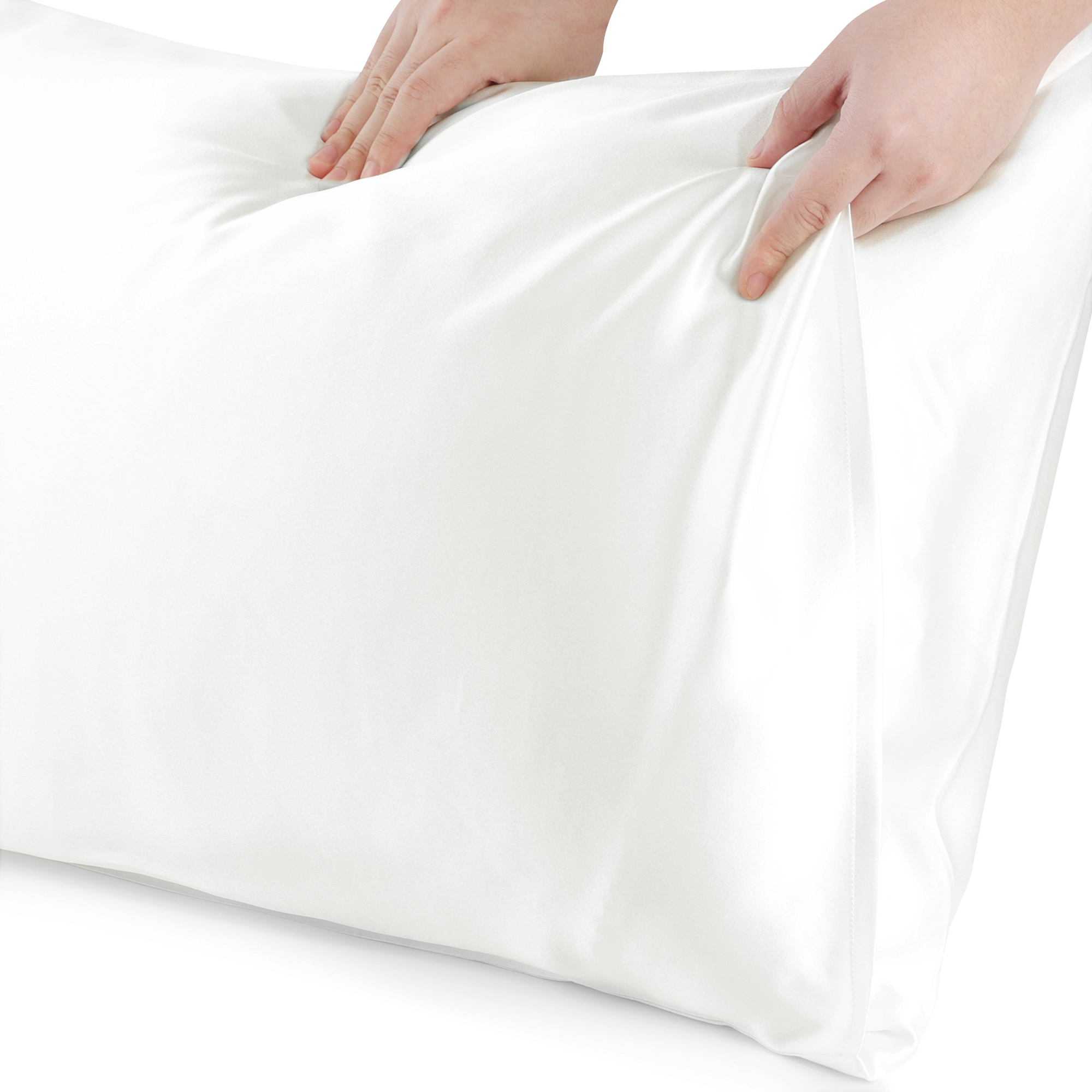 PiccoCasa 1Pc 19 Momme Silk Pillowcase with Envelope Closure Pure White King/20"x36"