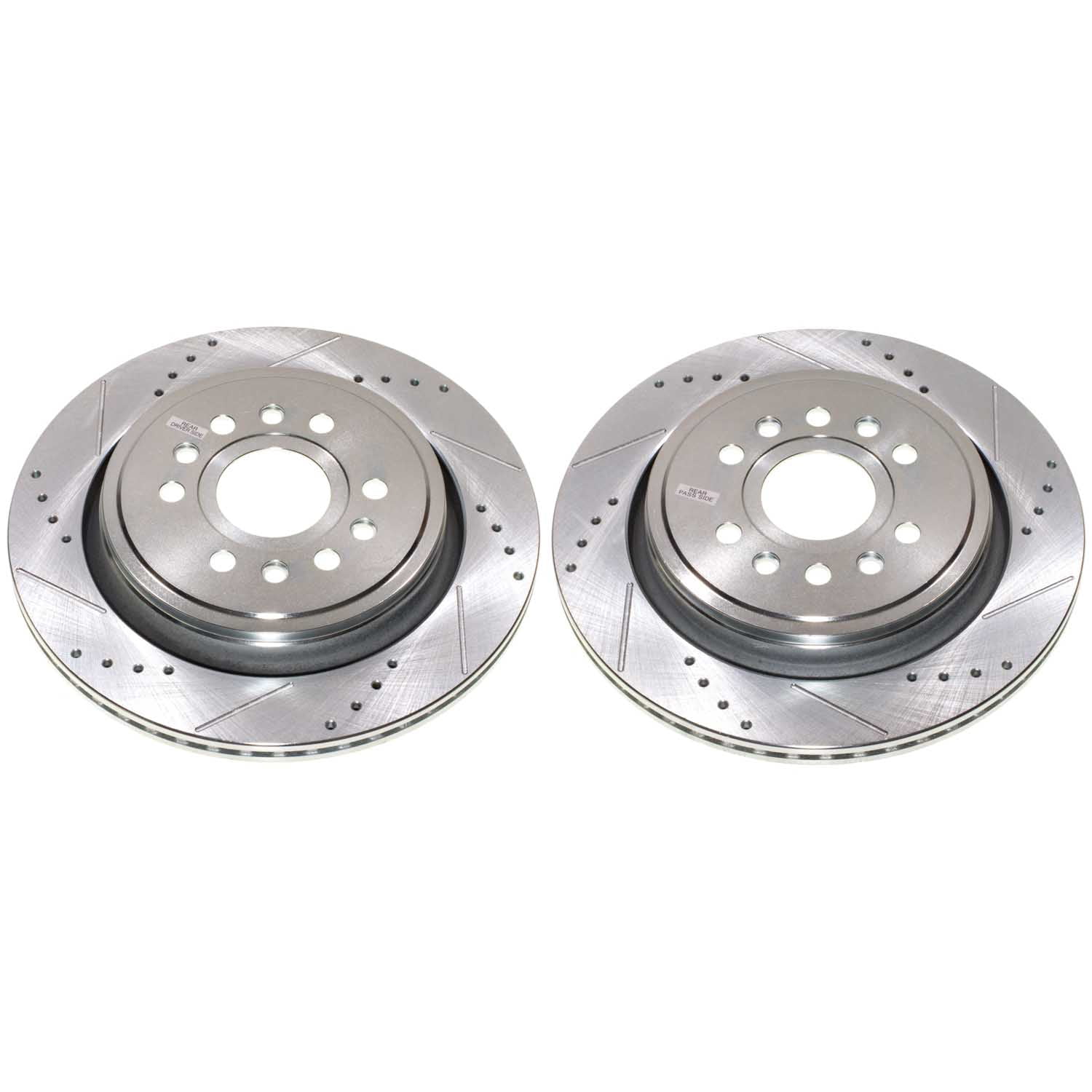 PowerStop Rear Drilled and Slotted Brake Rotor Pair for Jeep Grand Wagoneer 2022-25, Jeep Grand Wagoneer L 2023-25, Jeep Wagoneer 2022-25, AR83108XPR