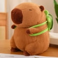 thumbnail image 1 of Strawberry Hat Capybara Plush Toy Simulation Turtle Backpack Capibara Stuffed Animals Papa Hand Circle Ring Small size Pendant Turtle Capybara about 20-25cm, 1 of 5