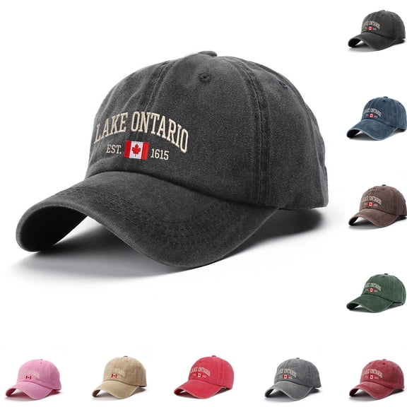 Lake Ontario Embroidered Hat Unisex Baseball Cap Adjustable Strap Cotton Dad Hat Casual Great Lakes Inspired Outdoor Headwear For Men Women