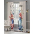 thumbnail image 4 of 4th of July Sheer Curtains for Living Room Bedroom Independence Day Spring Floral US Flag Retro Sheer Curtains 84 Inch Long 2 Panels Set Light Filtering Curtain Window Treatments Drapes, 4 of 6