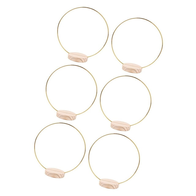 6 piezas de aros florales de metal para boda, corona de macramé con soporte de madera para cumpleaños Dia 20 cm