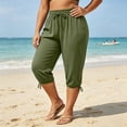 thumbnail image 2 of VBVC Women's Plus Drawstring Loose Capri Joggers , Casual Summer Stretchy Pants For Women , Ladies' Comfy Adjustable Hem Crop Trousers with Pockets, Green , XL-5XL, 2 of 8
