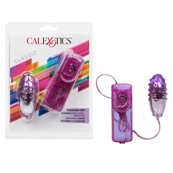 CalExotics Pleasure Orb Multi-Speed Vibrations Textured Removeable Sleeve Vibrator - Purple