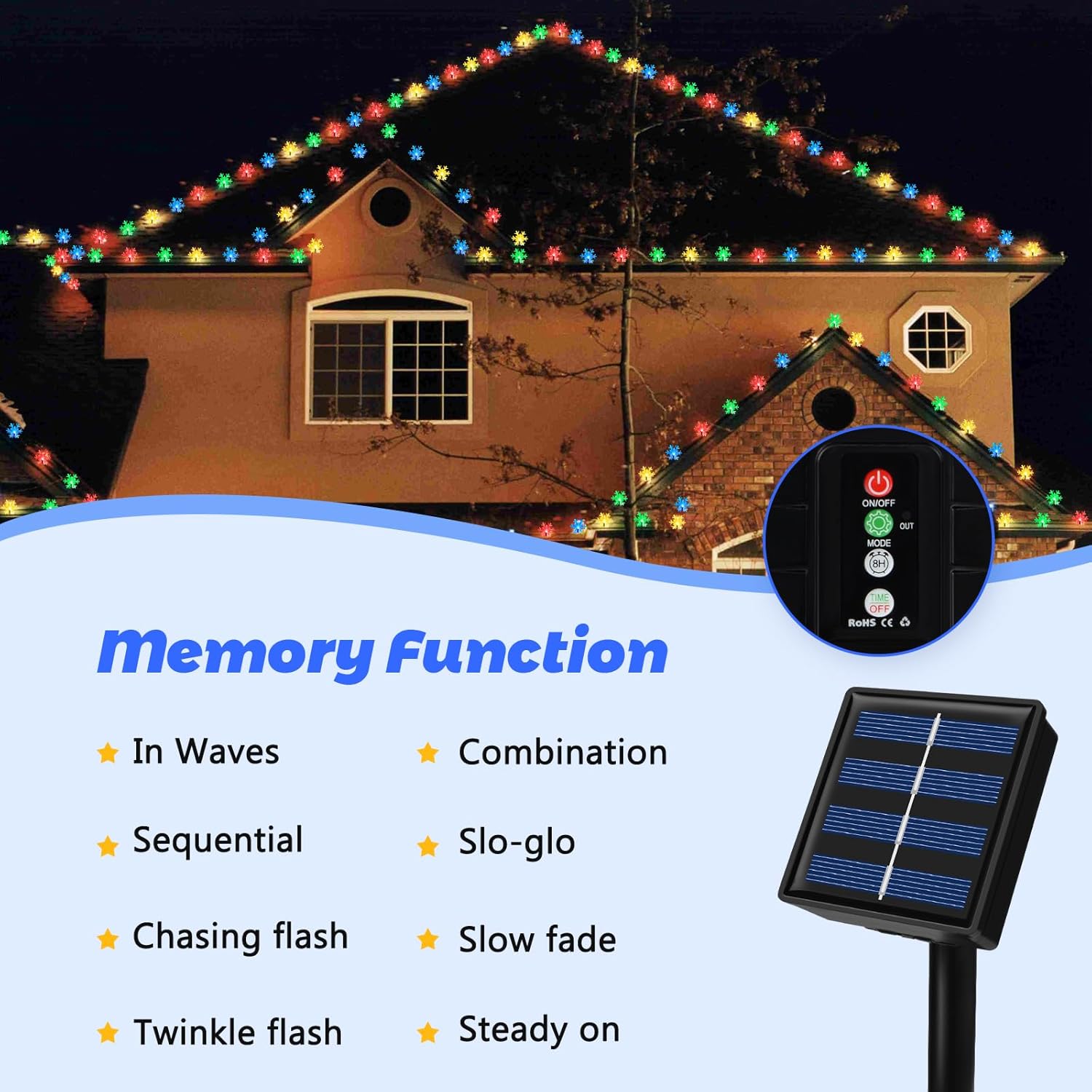 Fohil Solar Christmas Snowflake String Lights 39 Ft photo 7