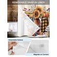 thumbnail image 3 of No Hook Cloth Fabric Shower Curtain with Snap in Liner, Fall Floral Waterproof Shower Curtains Set with See Through Top Window, Thanksgiving Autumn Sunflower Pumpkin Leaves Beige 72"x84", 3 of 6
