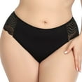 thumbnail image 4 of Elainilye Fashion Womens Plus Size Underwear Comfortable Temperament Lace Oversized Lace Thong Panties Underwear,Black, 4 of 7