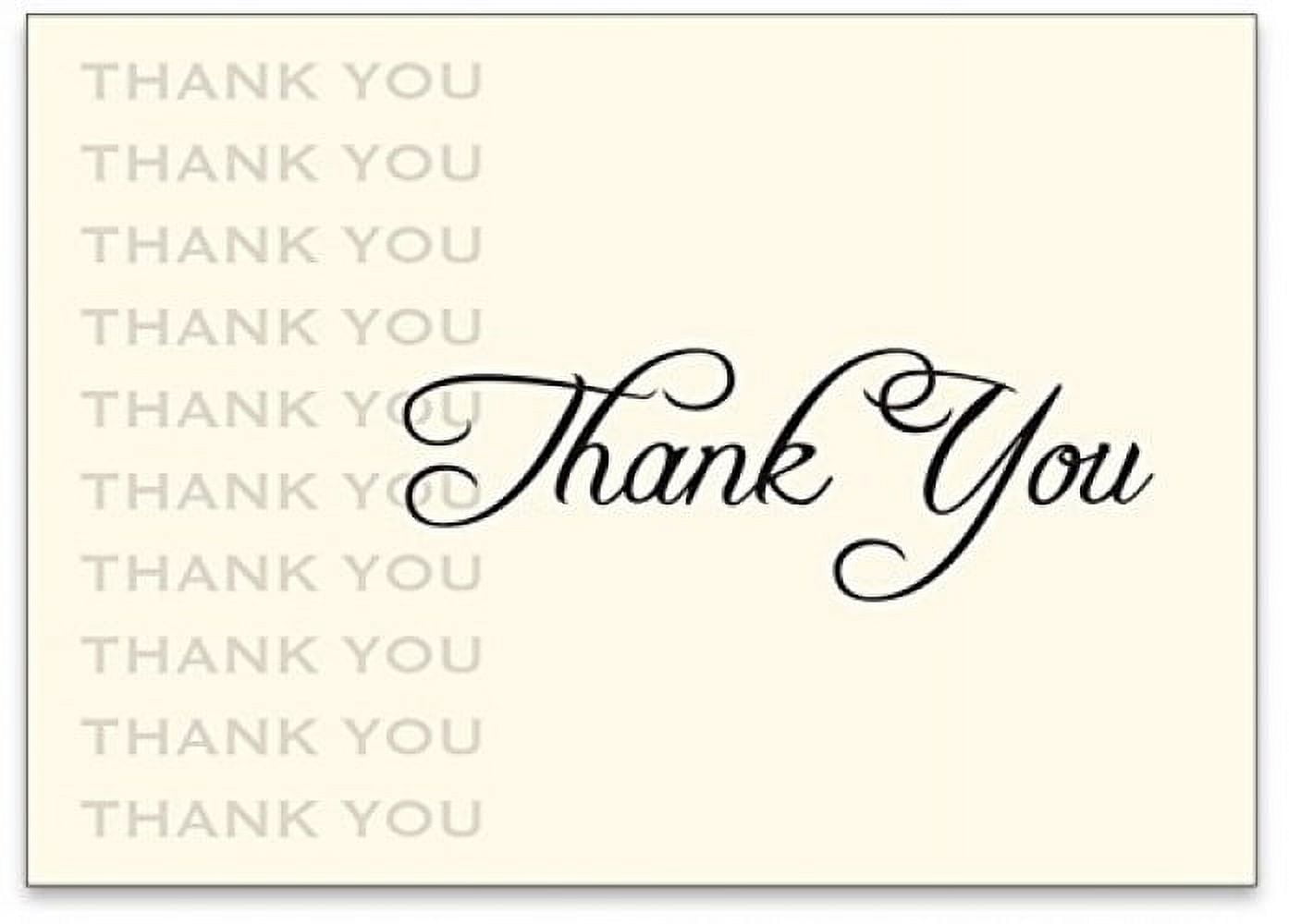 25 Cream "Thank You" Greeting Note Cards & Envelopes (5 x 7) - This is not a fold over card -