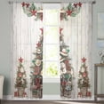 thumbnail image 2 of Western Christmas Sheer Curtains 63 Inches Length 2 Panels Set, Window Sheer Curtains for Living Room/Bedroom, Xmas Cowboy Tree Vintage Wooden Light Filtering Rod Pocket Curtain 52'' x 63'' x 2, 2 of 7
