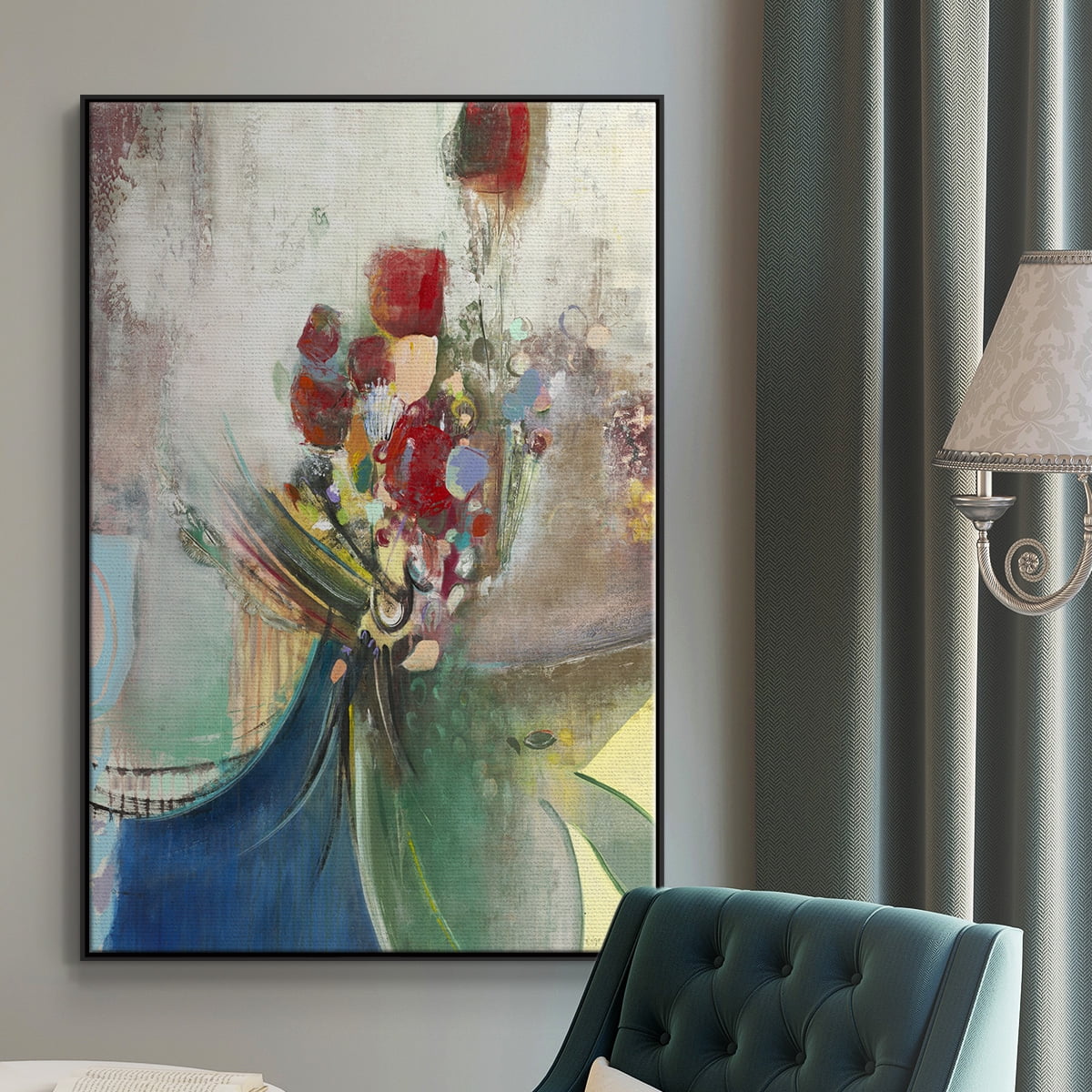Celebration II Framed Premium Gallery Wrapped Canvas - Ready to Hang - 27 x 41 - Black Floating Frame