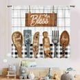 thumbnail image 3 of Farmhouse Kitchen Curtainsm, Rustic Fork and Spoon Woodern Plank Board Cook Theme Country Cottage Cafe Living Room Bedroom Window Curtains Drapes Treatments 2 Panels, 84"x84" Inch, 3 of 5