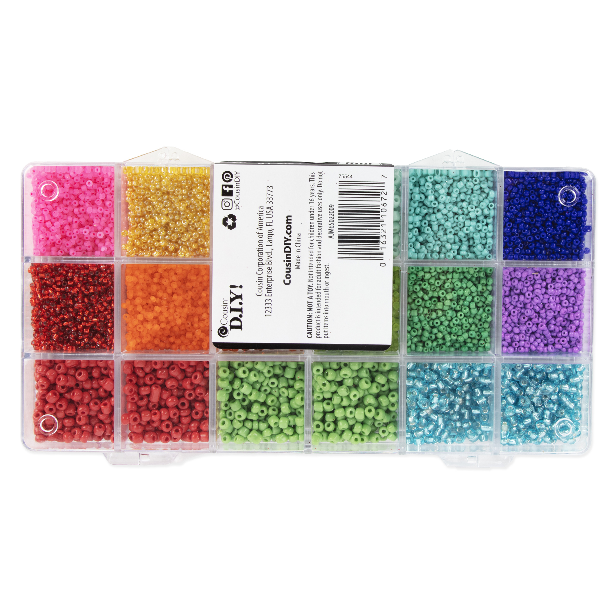 Cousin DIY Bright Rainbow Mix Glass Seed Bead Value Bulk Pack, Model AJM65022009, 1000+ Pc, Colorful Unisex Beads for Adults - image 3 of 8