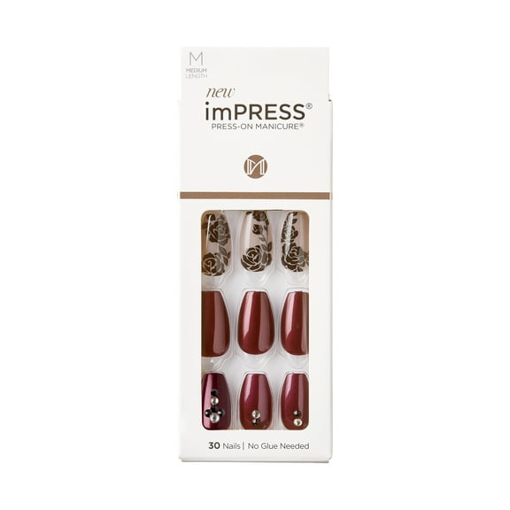 KISS imPRESS Press-On Nails, Medium Length, ‘Laced'up’, 30 Count