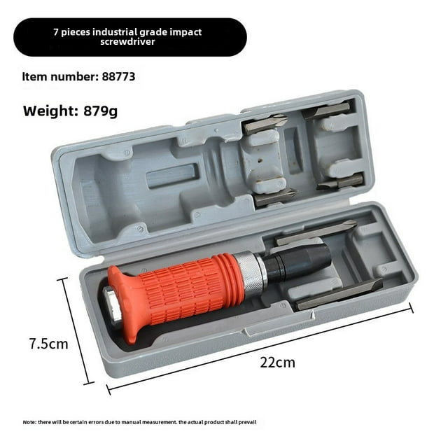 7-Piece Red-Handle Impact Screwdriver Bit Set with Iron Storage Case, Chromium-Vanadium Steel Construction for Rust Screw Removal, Durable Hardware Tools Kit for DIY Enthusiasts and Professionals,