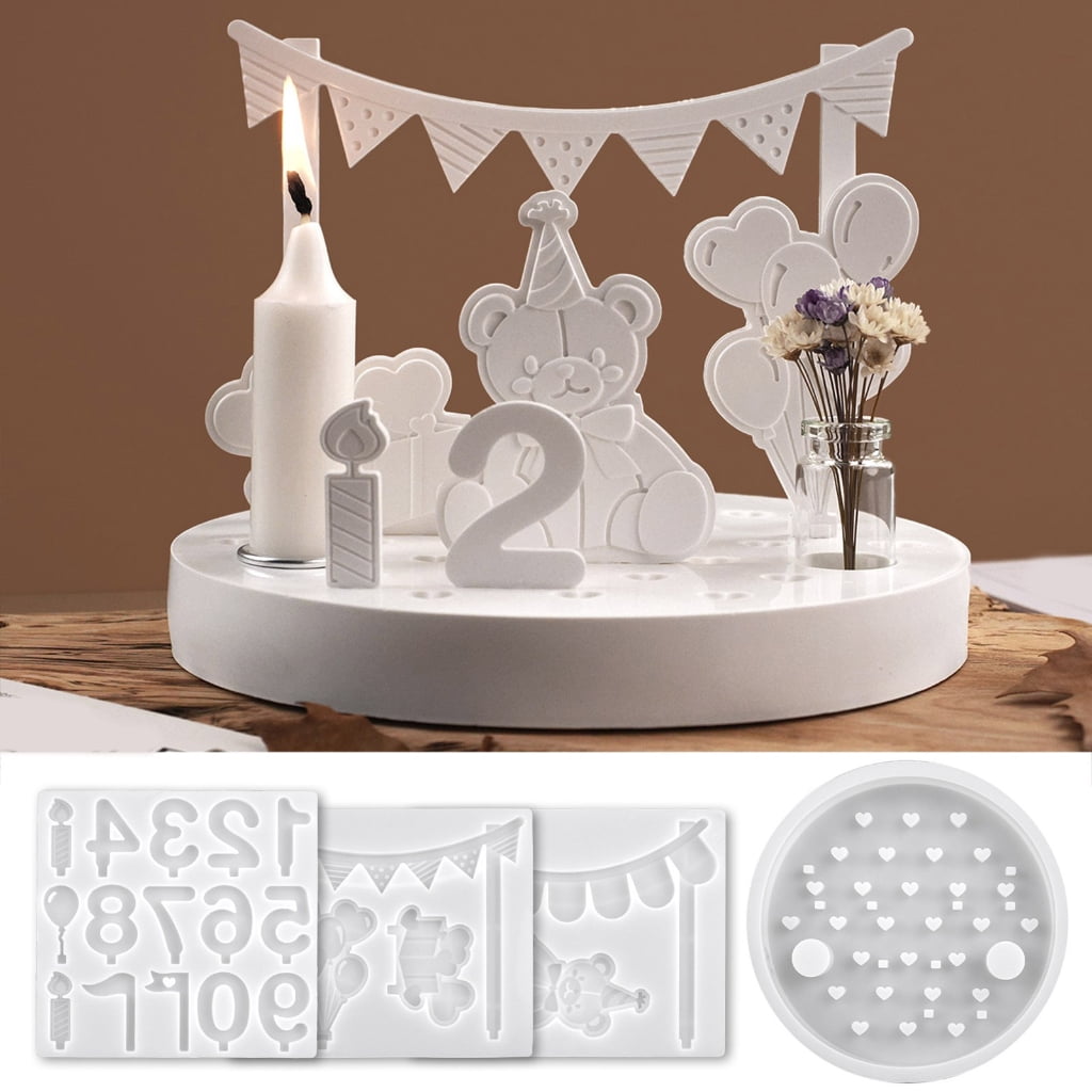 BQBQERT Bear Silicone Mold for Resin Holders, Round Crafting Birthday Decor & Jewelry Casting Art Supplies
