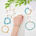 thumbnail image 3 of 1 Box 6Pcs 6 Style Alloy Flower Charm Bracelets Set Synthetic Turquoise Chips Beaded Stretch Stackable Bracelets Golden 6-3/4~9-1/4 inch(17.1~23.6cm) 1Pc/style, 3 of 7