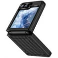 thumbnail image 5 of Rizz Case and Belt Clip Combo for Samsung Galaxy Z Flip 6 Phone, Nakedcellphone Rugged Hybrid Cover [with Hidden Hinge Panel Protection] and Holster Holder for Z Flip6  - Black Carbon Fiber Design, 5 of 10