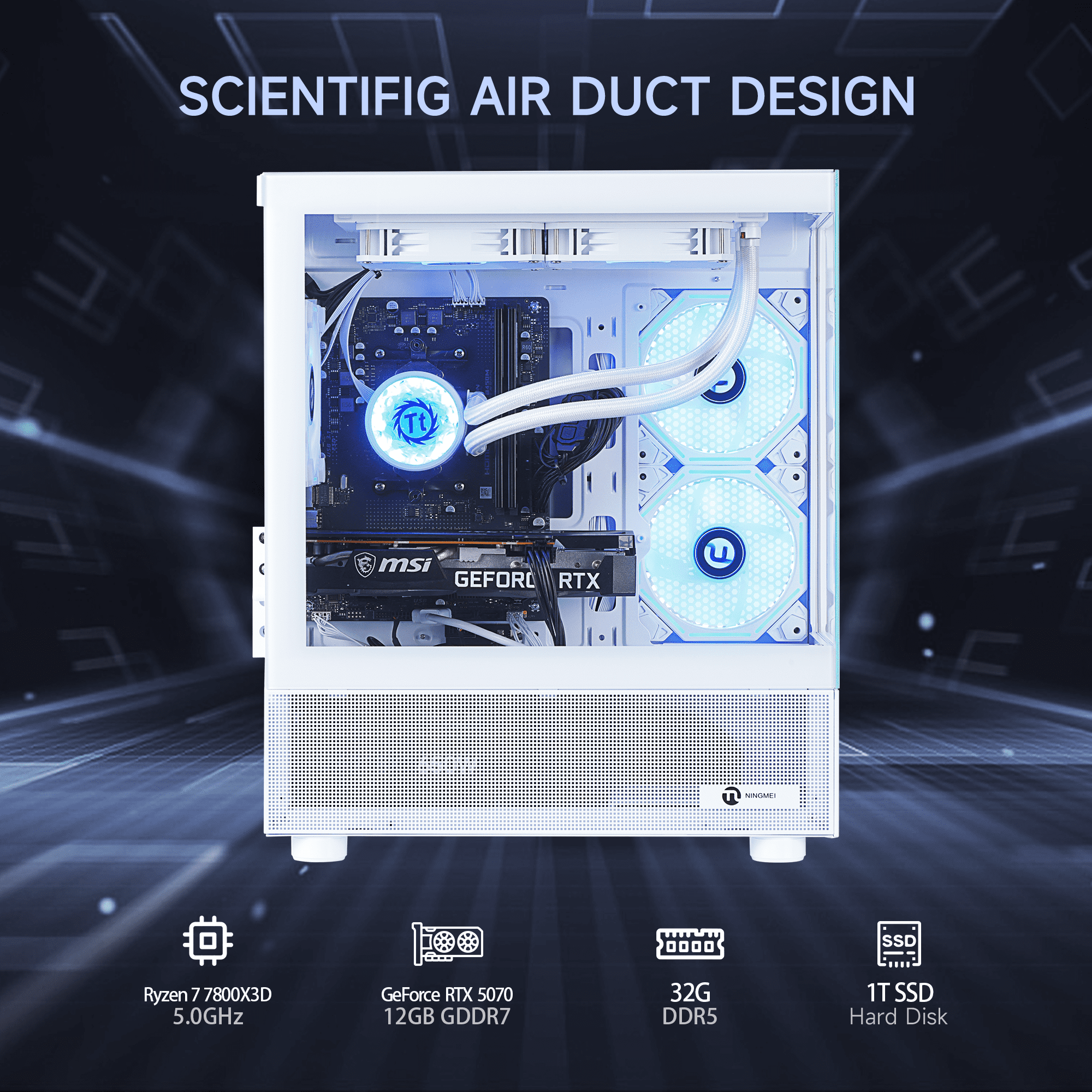 Ningmei Gaming PC AMD R7 7800X3D NVIDIA GeForce RTX 5070 32GB RAM 1TB SSD Windows 11 PC Gaming