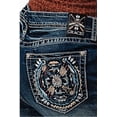 thumbnail image 3 of Grace in LA Women's Western Aztec Embroidered Flared Wide Leg Bell Bottom Stretch Jeans (27), 3 of 3