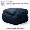 thumbnail image 3 of Bare Home Shaggy Faux Fur Duvet Cover - Ultra Soft - Fluffy Crystal Velvet - Queen, Dark Blue, 3 of 8