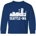 thumbnail image 3 of Inktastic Seattle Skyline Grunge Long Sleeve Youth T-Shirt, 3 of 5