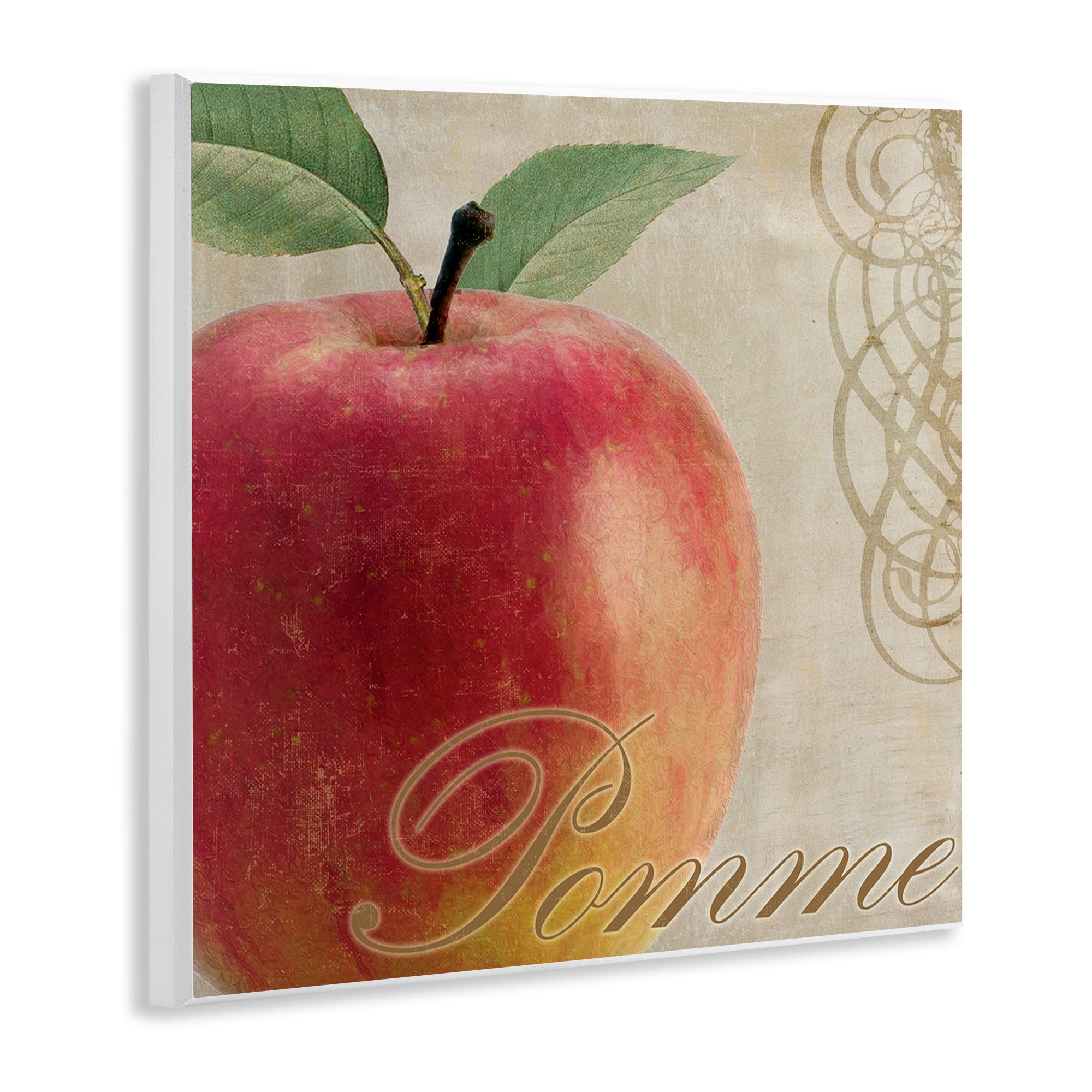 Stupell Industries Vintage French Apple Food & Beverage Painting Unframed Art Print Wall Art, 12 x 12