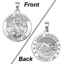 PicturesOnGold.com Saint Adjutor Doubles Sided Female Swimmer Religious Medal - 2/3″ Sterling Silver
