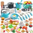 thumbnail image 1 of Juego de cocina Funpynani, 130 unidades, con ollas, sartenes y utensilios, color turquesa, 1 of 7