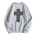 thumbnail image 4 of Easter Tops for Women Crew Neck Jesus Cross Printed Pullover Comfy Long Sleeve Loose Fit Pullover Fashion 2025, 4 of 4