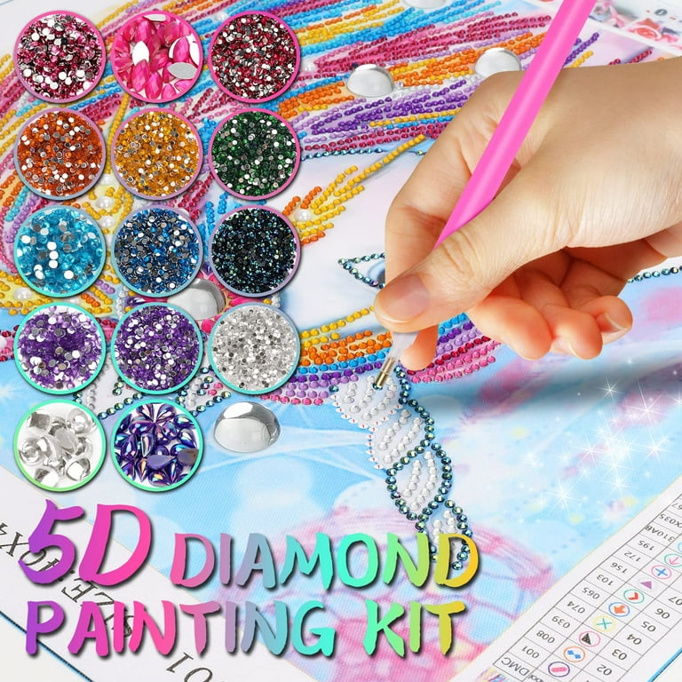 Small Easy DIY Diamond Painting Kit for Kids & Beginners, Cute  Pink Unicorn 5D Crystal Diamond Art Set for Girls Ages 5, 6, 7, 8, 9, 10,  11, 12 with Round Picture Frame 7x7 Inch