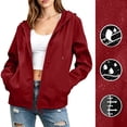 thumbnail image 2 of FRSASU Women's Waterproof Raincoat Lightweight Hooded Rain Jackets Windbreaker Full Zip Running Hiking Trench Coats Wine, 2 of 9